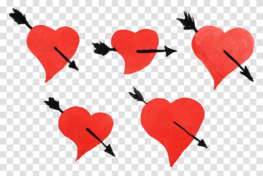 Red Arrow Corazon Flecha Acuarela, Heart, Cushion, Pillow, Stain Transparent Png