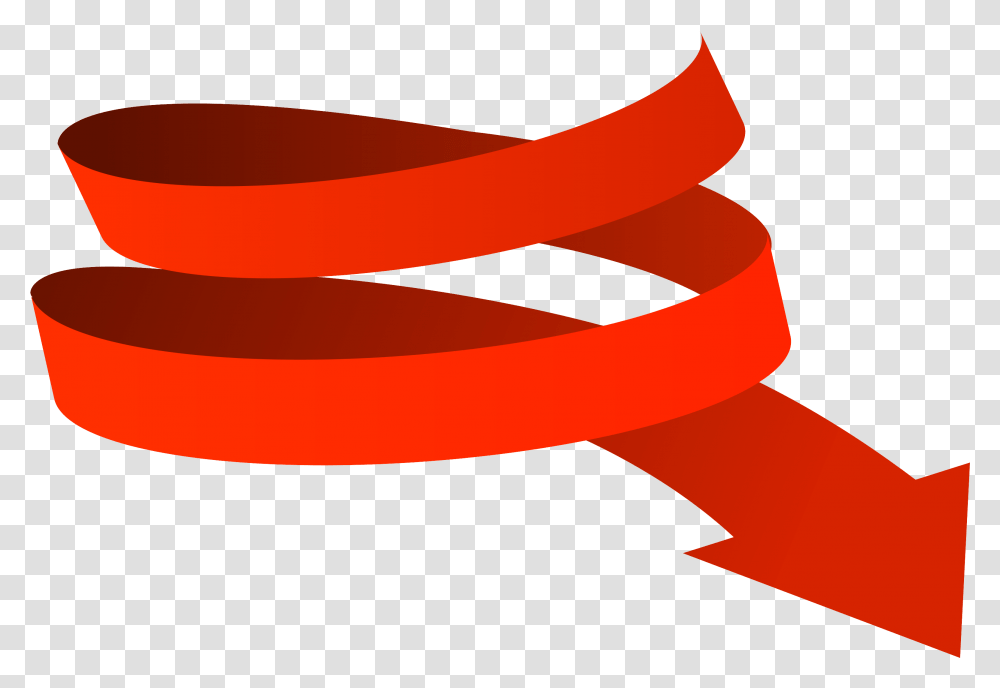 Red Arrow Curved Arrow Ribbon, Spiral, Coil Transparent Png
