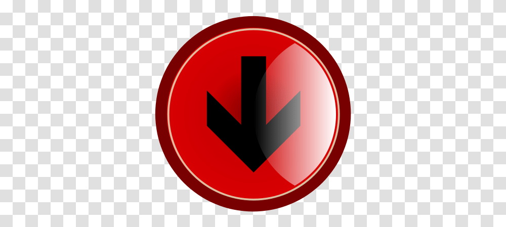 Red Arrow Down Clipartsco Red Down Arrow Button, Symbol, Sign, Road Sign Transparent Png