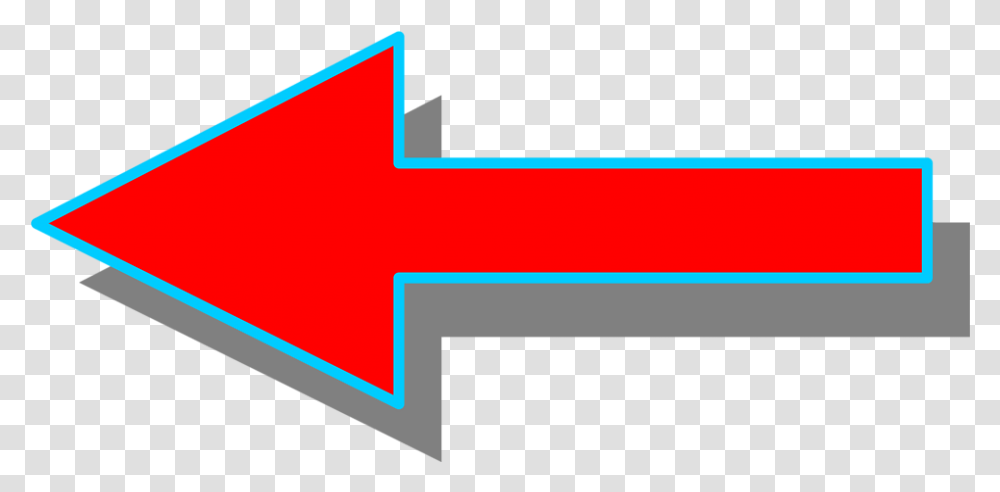 Red Arrow Pointing Left Left Facing Red Arrow, Word, Logo, Trademark Transparent Png