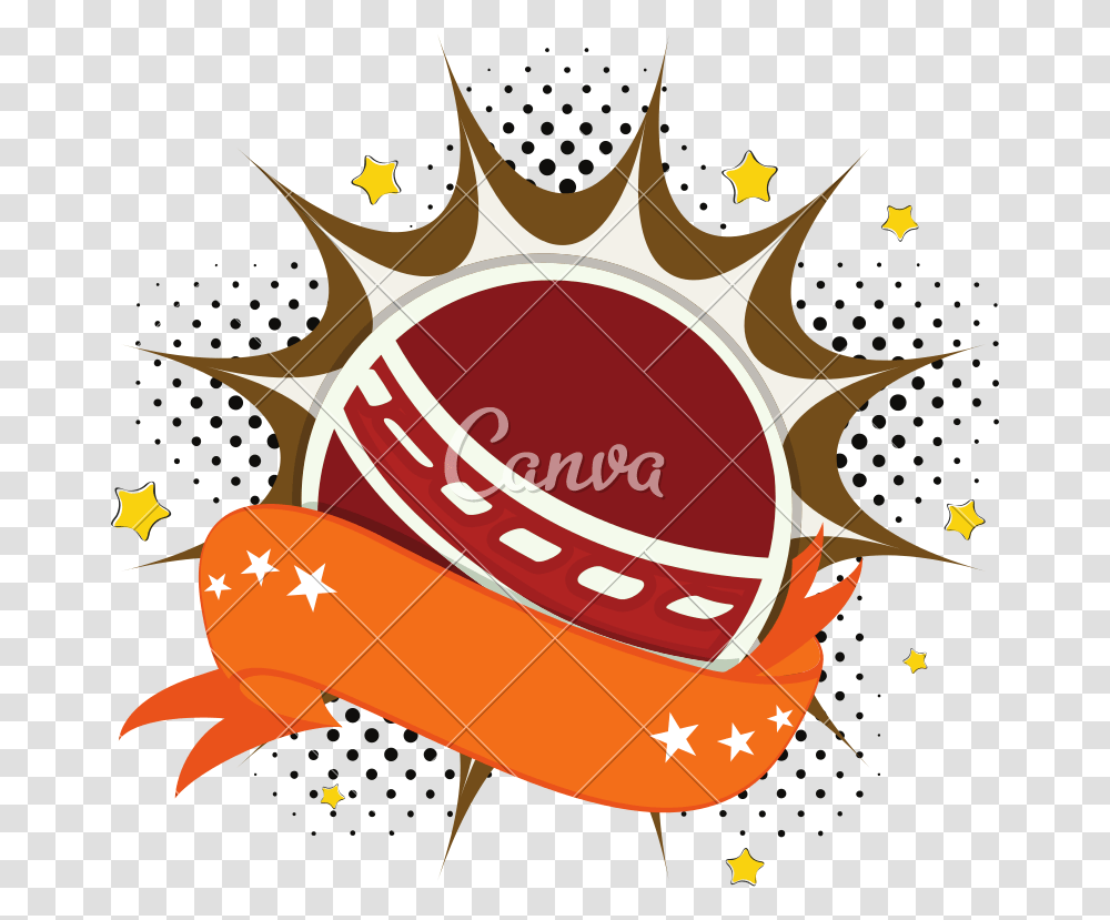 Red Ball With Orange Ribbon For Cricket Icons By Canva Brand Comics Style, Label, Text, Symbol, Graphics Transparent Png