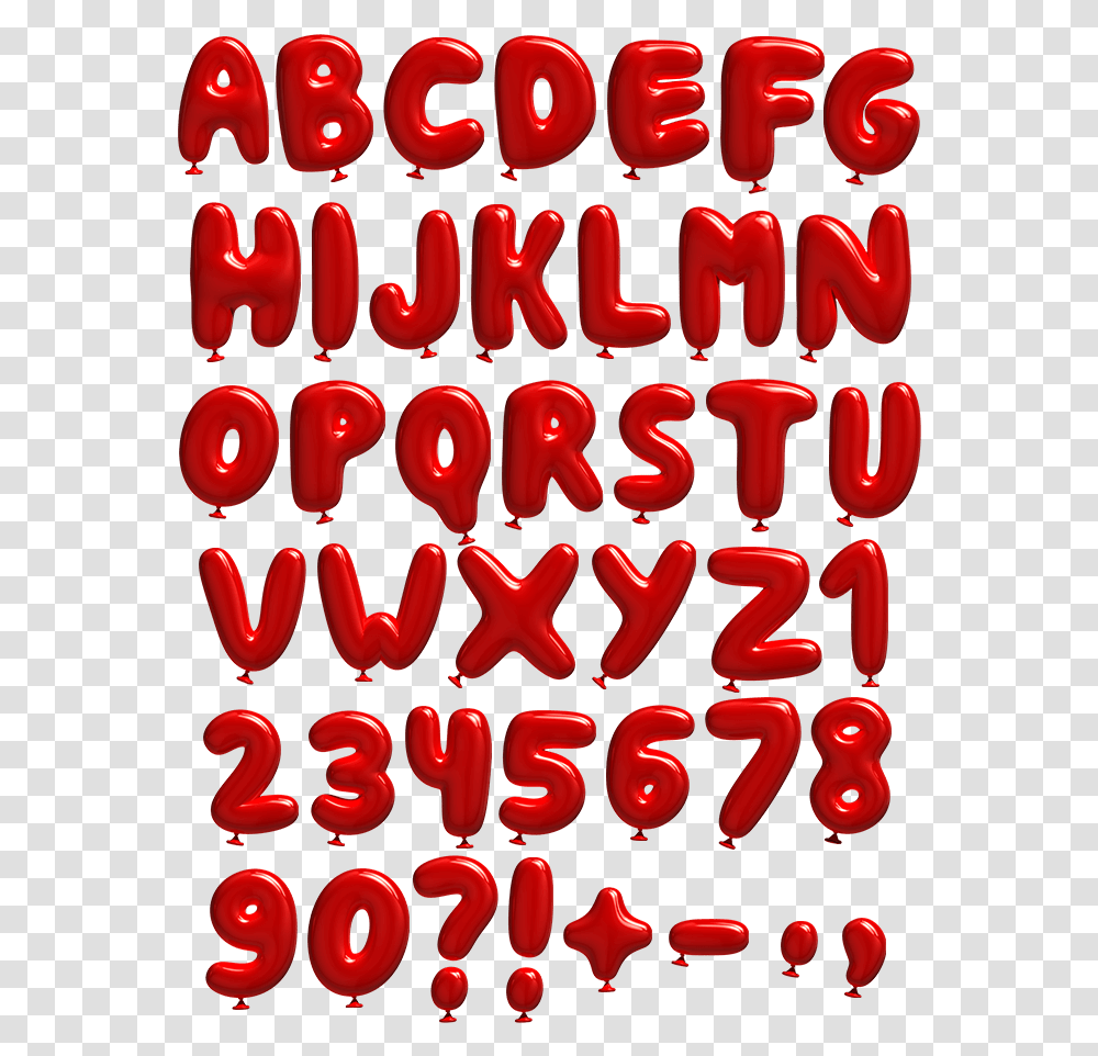 Red Balloons Funny Font Red Balloon Letters, Number, Alphabet Transparent Png