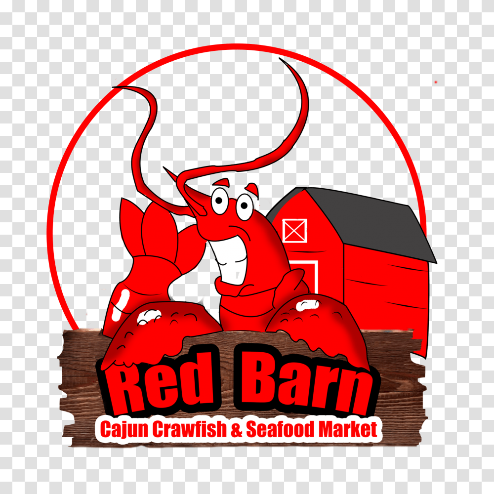 Red Barn Cajun Crawfish And Seafood Market, Label, Advertisement, Poster Transparent Png