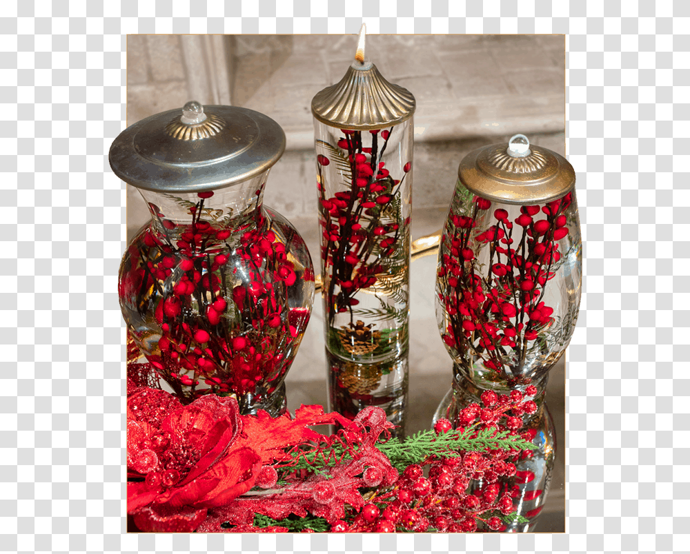 Red Berry Oil Candles Floral Design, Glass, Jar, Crystal, Goblet Transparent Png