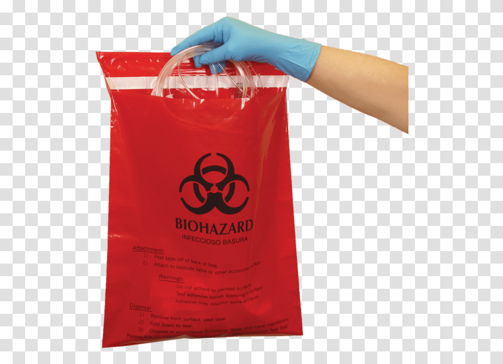 Red Biohazard Stick On Bags, Plastic Bag, Person, Human, Arm Transparent Png
