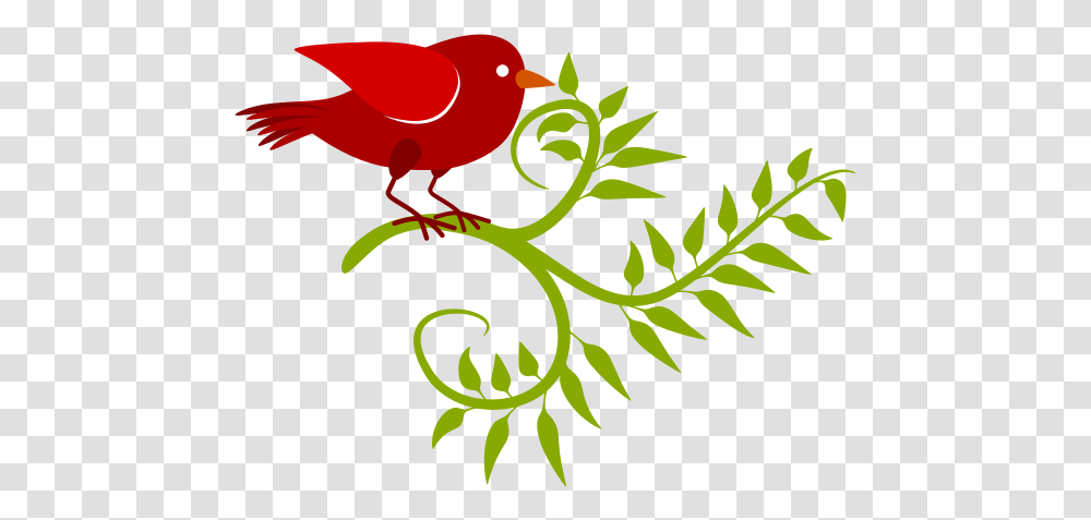 Red Bird In A Branch Free Svg, Graphics, Art, Floral Design, Pattern Transparent Png