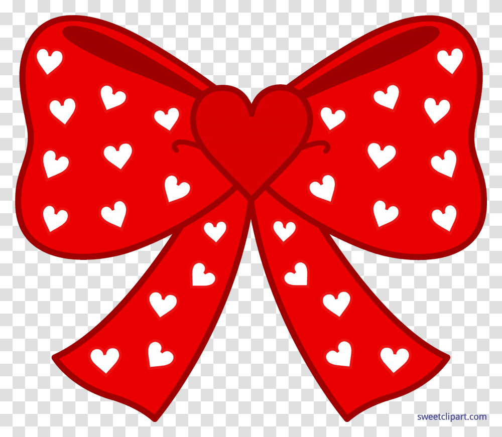 Red Bow With White Hearts Clip Art Sweet Clip Art Cute Hearts Clipart, Scissors, Blade, Weapon, Weaponry Transparent Png