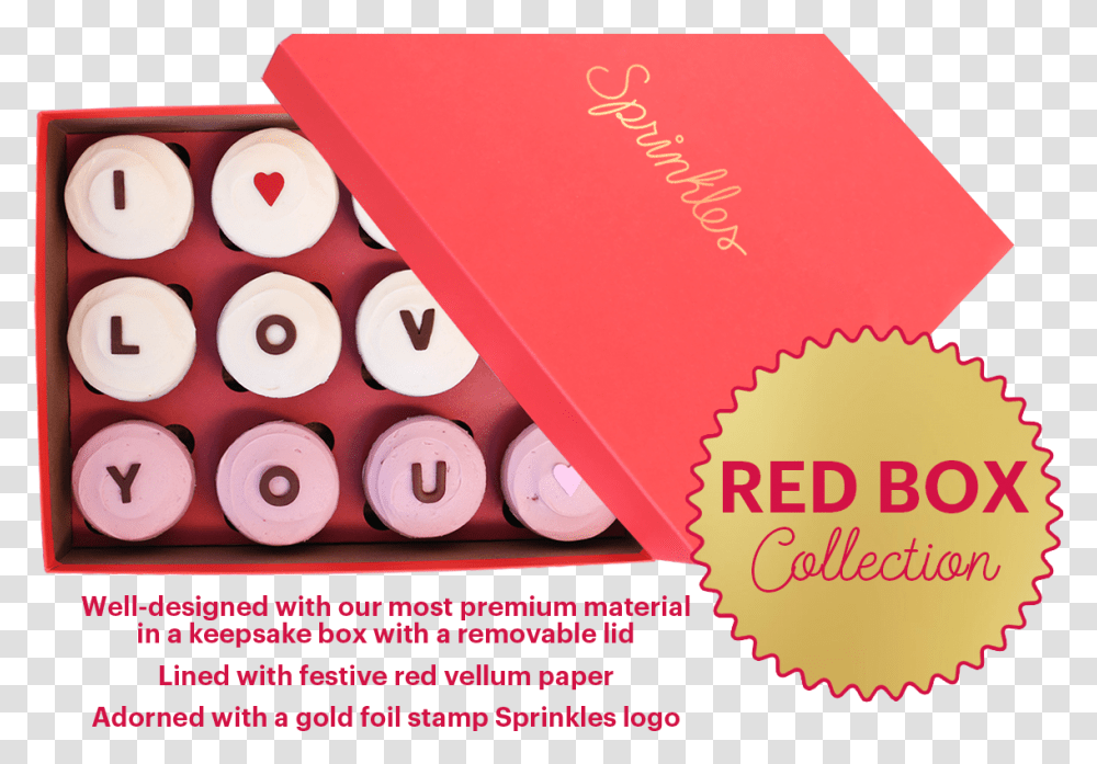 Red Box Of A Dozen Cupcakes That Spells Out I Love Cupcake, Poster, Advertisement, Flyer, Paper Transparent Png