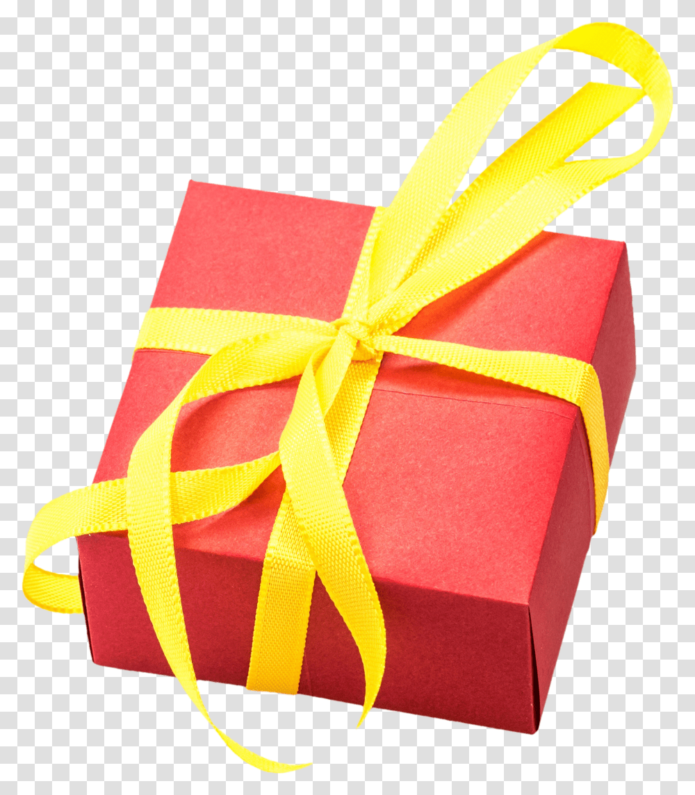 Red Box With Yellow Ribbon, Gift Transparent Png