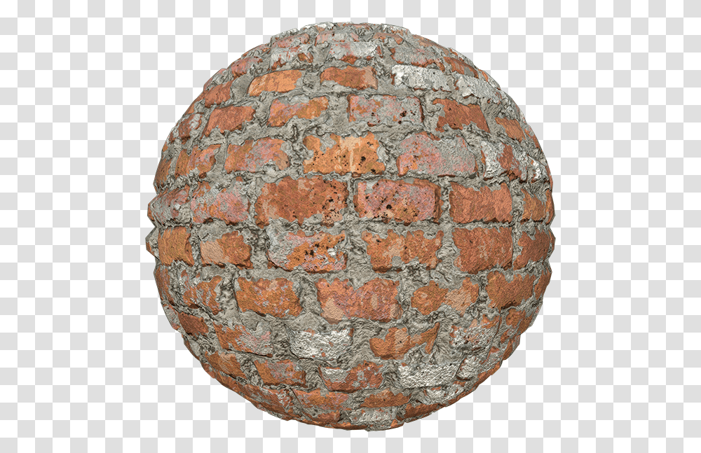 Red Brick Texture Partially Covered By Cement Seamless Brickwork, Sphere, Rug, Wall, Flagstone Transparent Png