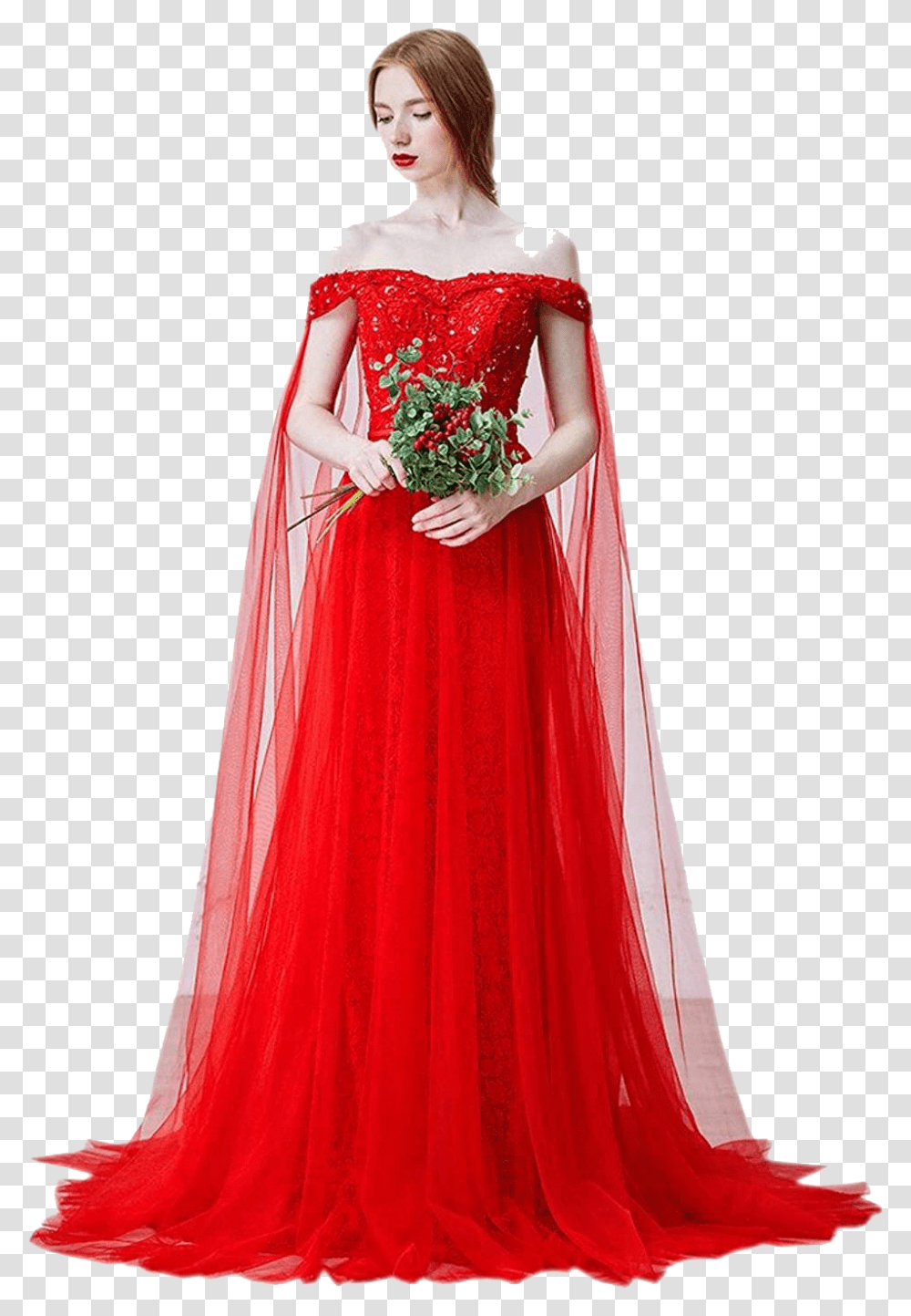 Red Bridal Gowns Image Download Dress, Clothing, Female, Person, Wedding Gown Transparent Png