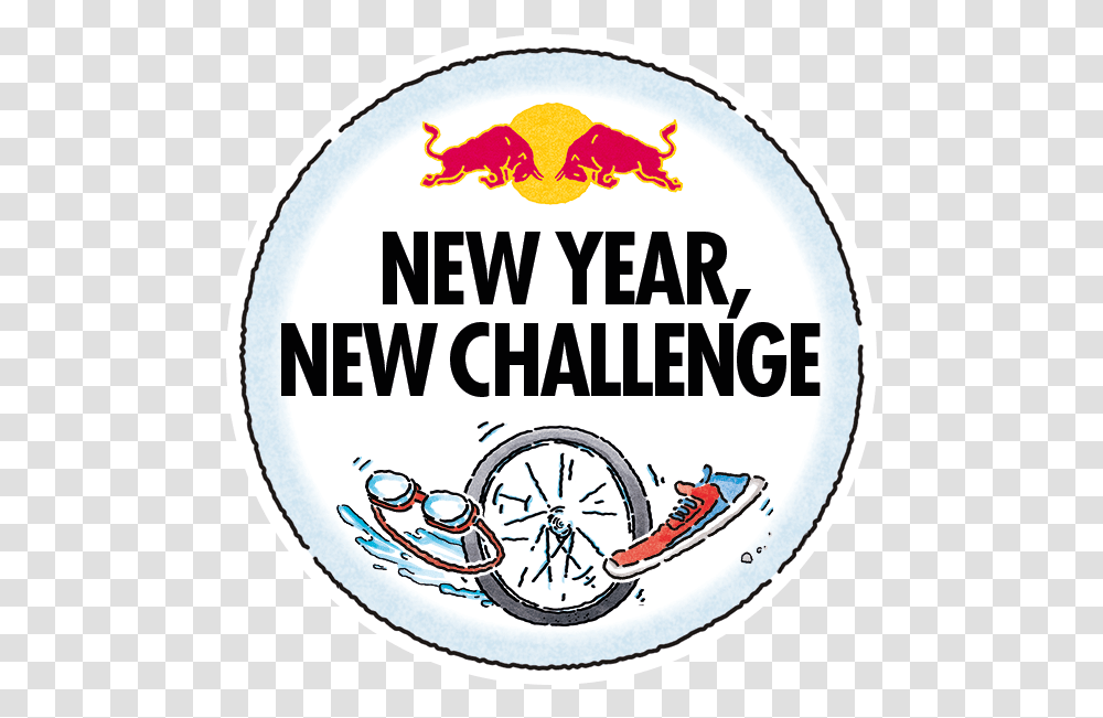 Red Bull New Year Challenge Strava Challenges Red Bull, Label, Text, Logo, Symbol Transparent Png