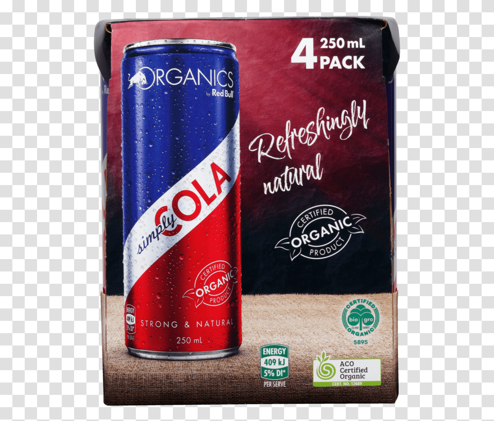 Red Bull Organics Simply Cola, Soda, Beverage, Drink, Beer Transparent Png