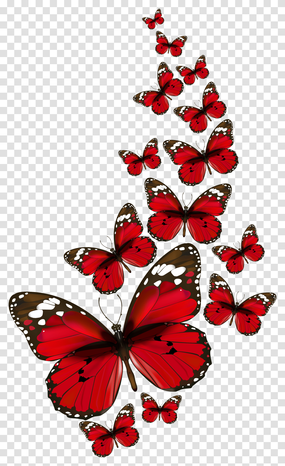 Red Butterflies Vector Clipart Background Red Butterfly, Insect, Invertebrate, Animal, Graphics Transparent Png