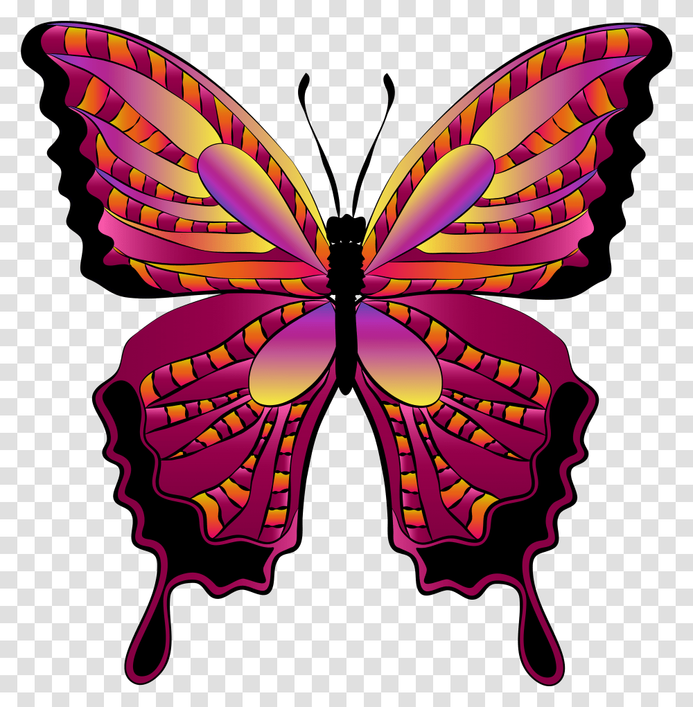 Red Butterfly Clipart Image Background Format Butterfly, Purple, Pattern, Ornament Transparent Png
