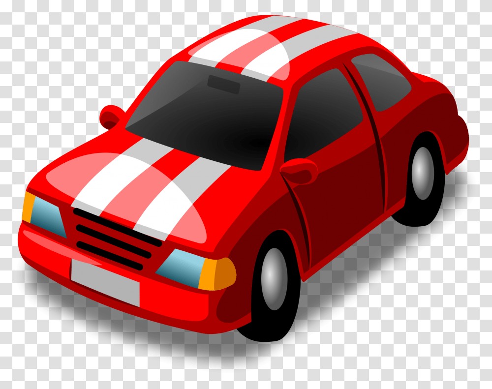 Red Car With White Stripes Clip Art Toy Car Clipart, Vehicle, Transportation, Wheel, Machine Transparent Png