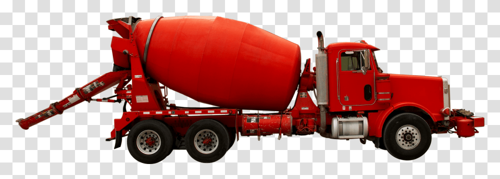 Red Cement Mixer Truck, Vehicle, Transportation, Machine, Fire Truck Transparent Png
