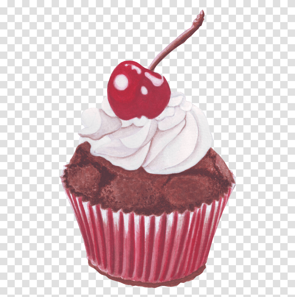 Red Cherry Chocolate Cupcake Art, Cream, Dessert, Food, Creme Transparent Png
