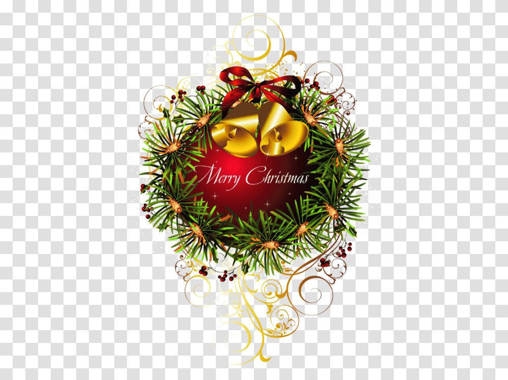 Red Christmas Ball With Bells View Merry Christmas On Ball, Tree, Plant, Lighting Transparent Png