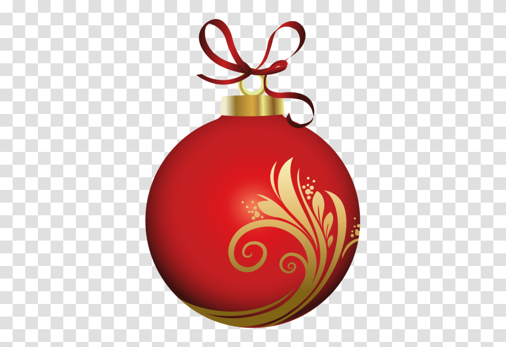 Red Christmas Ball With Decoration Clipar, Ornament Transparent Png