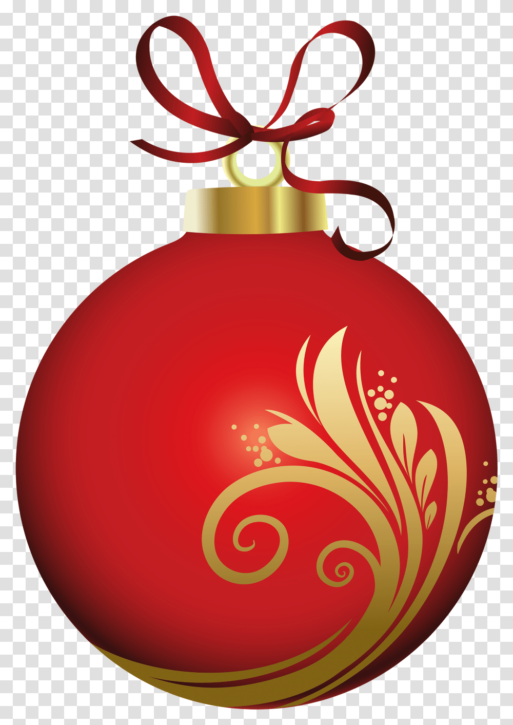 Red Christmas Ball With Decoration Clipart Christmas Ball Decoration Transparent Png