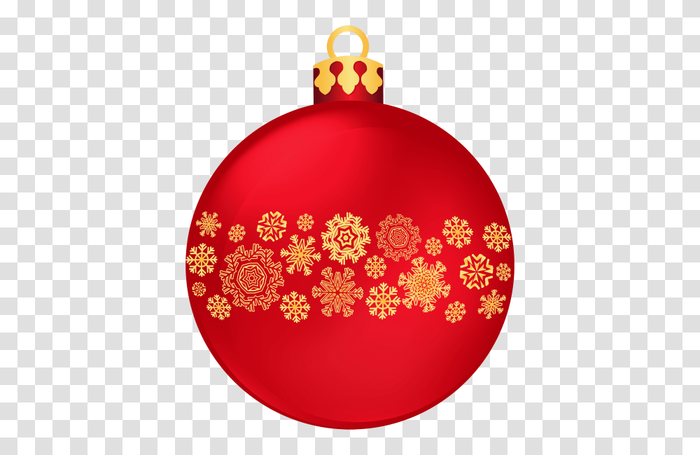 Red Christmas Ball With Snowflakes, Ornament, Pattern Transparent Png