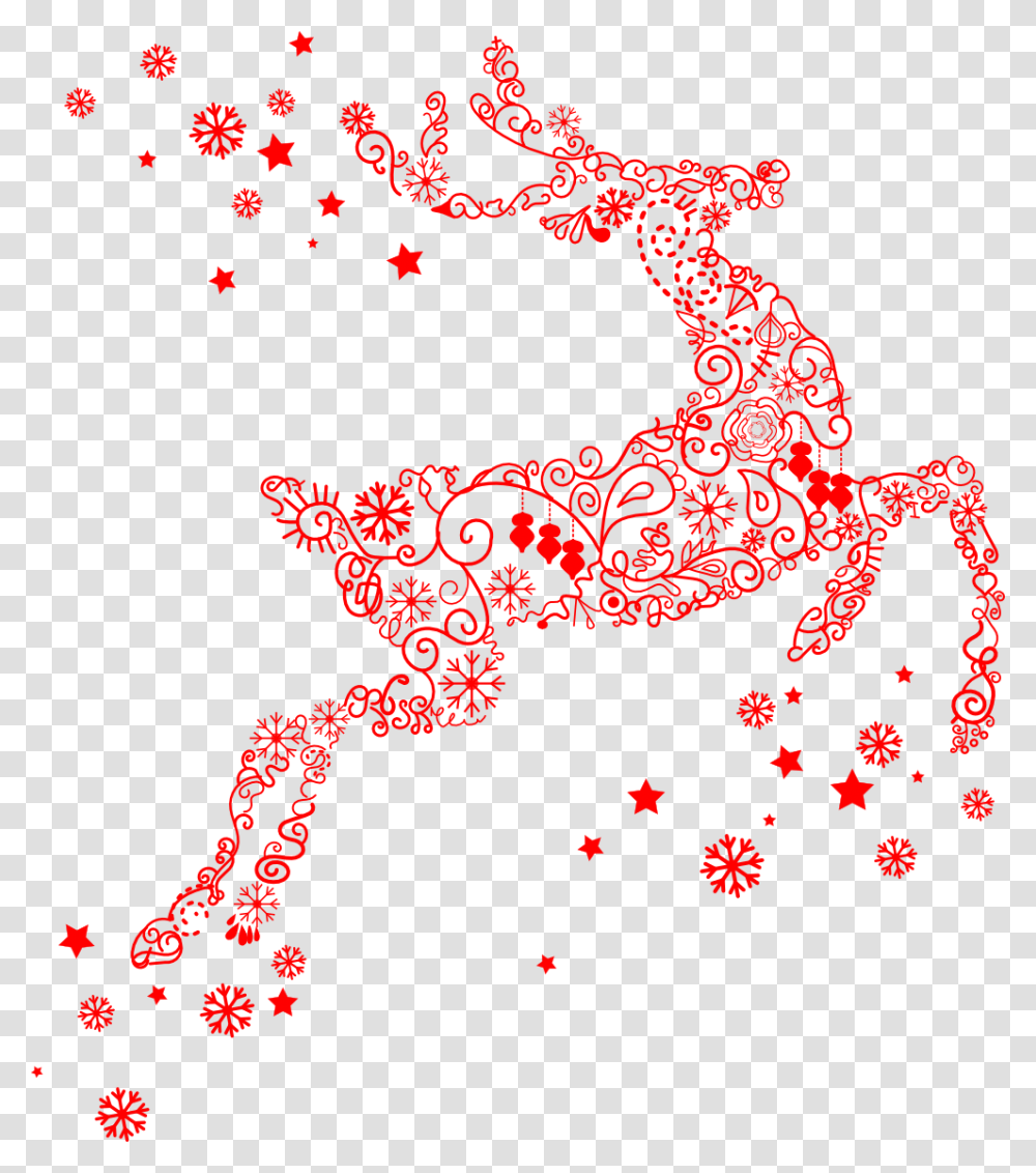 Red Christmas Deer, Drawing Transparent Png