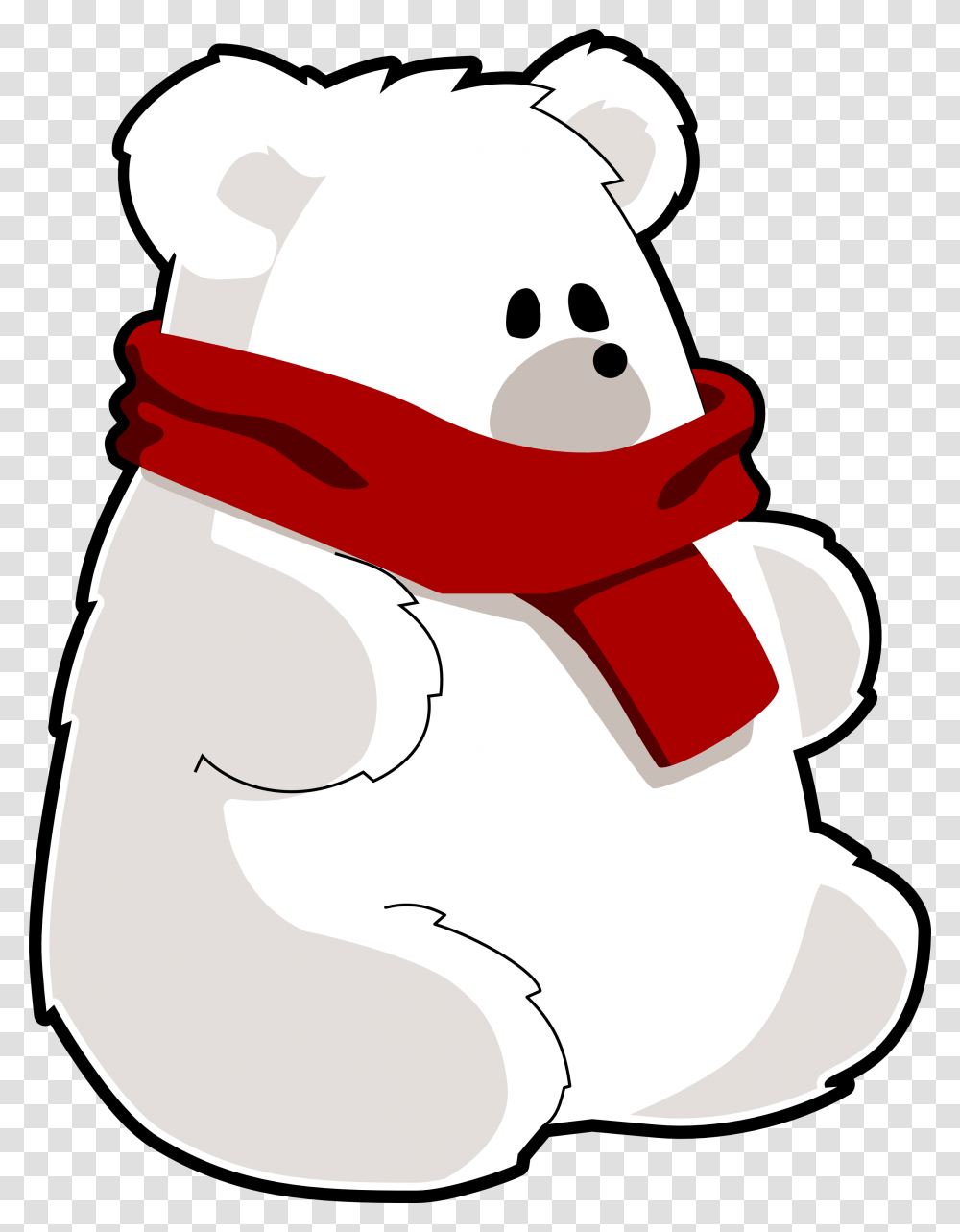 Red Christmas Scarf Clipart Polar Bear With Scarf, Hat Transparent Png