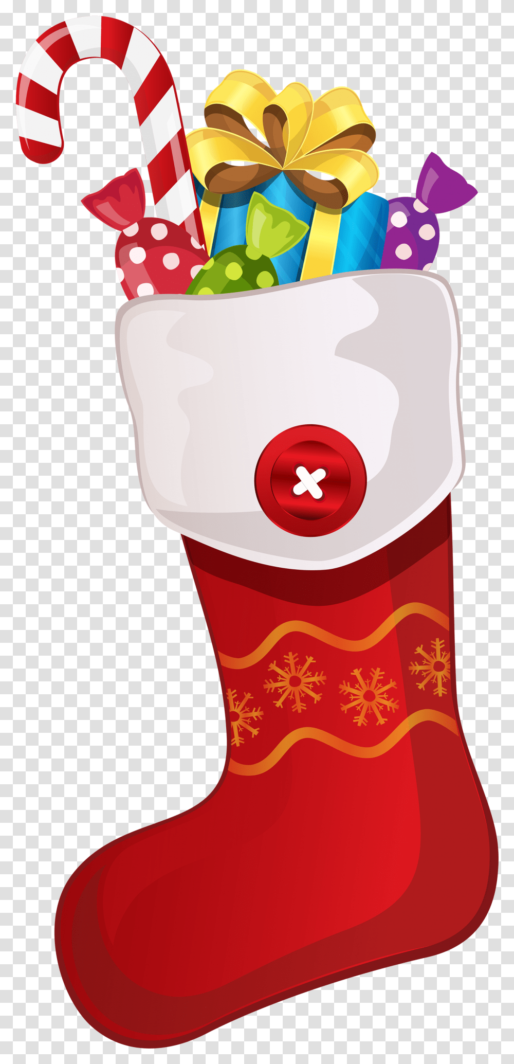 Red Christmas Stocking With Clipart Christmas, Gift Transparent Png