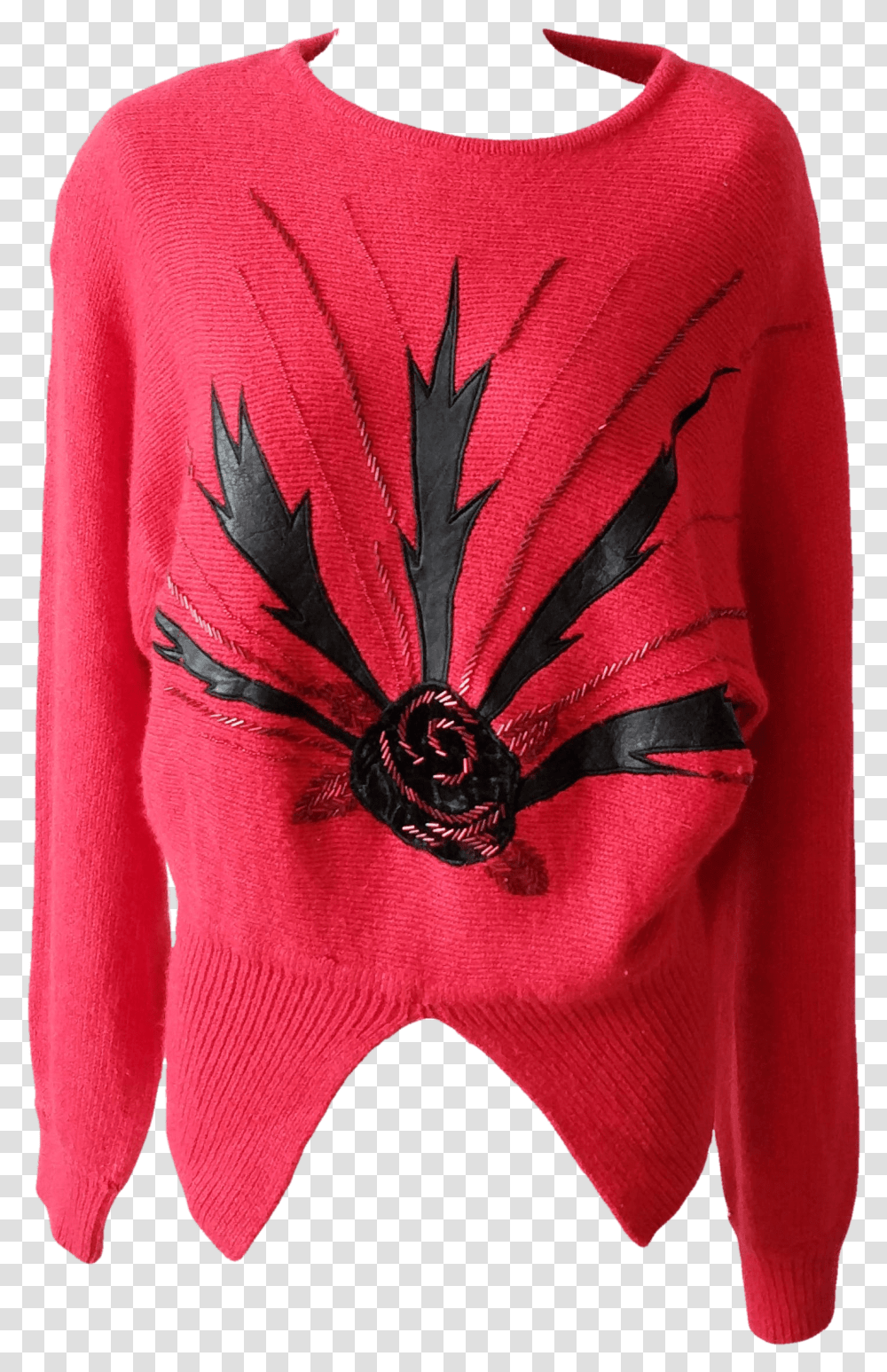 Red Christmas Sweater With Beading Embellishment Long Sleeve, Clothing, Apparel, Sweatshirt, Honey Bee Transparent Png