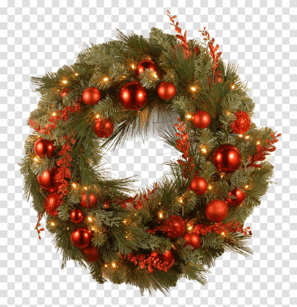 Red Christmas Wreath Free Christmas Wreath, Christmas Tree, Ornament, Plant Transparent Png