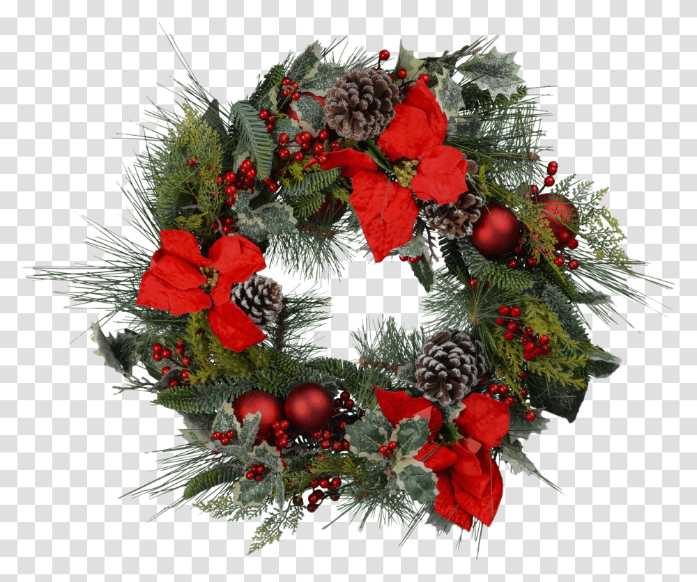 Red Christmas Wreath Photos Wreath, Plant, Christmas Tree, Ornament, Flower Transparent Png