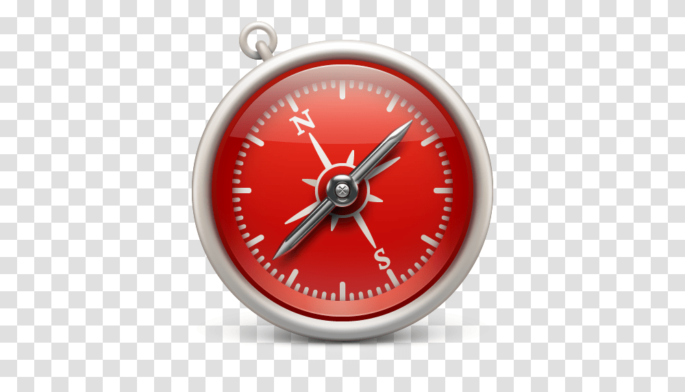 Red Clock Compass Wall Apple Safari Logo Red, Clock Tower, Architecture, Building, Scissors Transparent Png