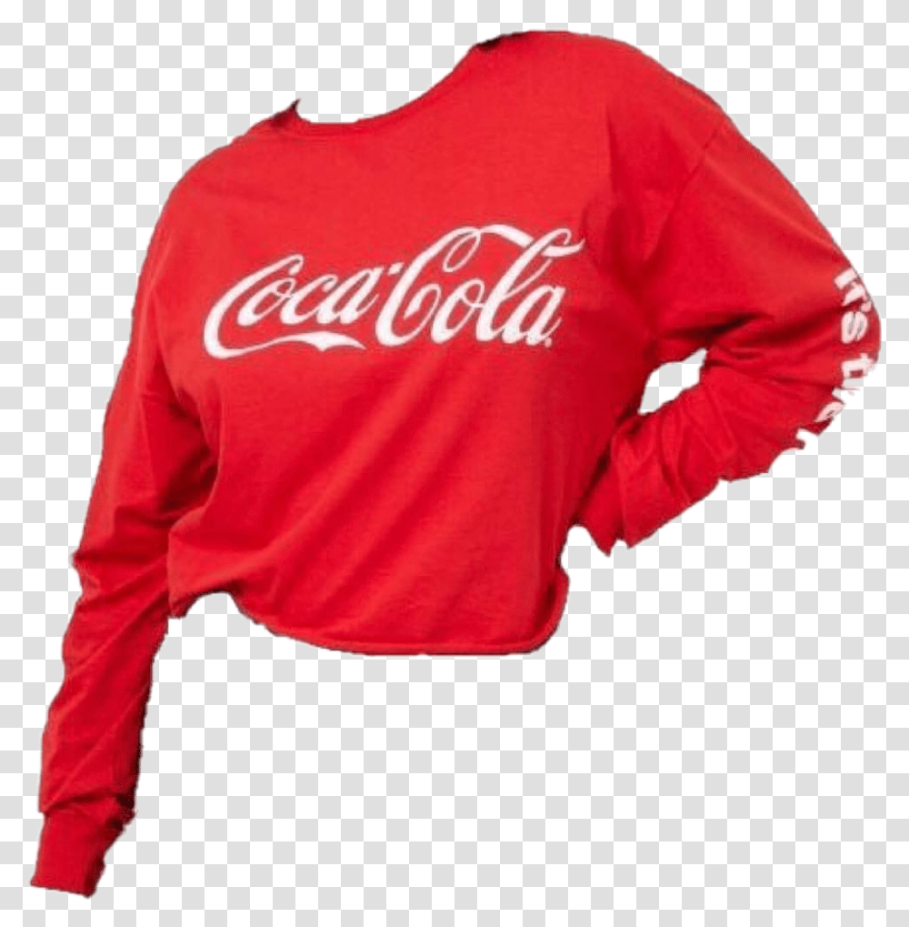 Red Cocacola Aesthetic Moodboard Filler Pretty, Apparel, Long Sleeve, Sweatshirt Transparent Png