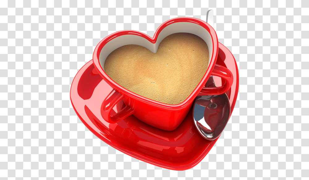 Red Coffee Cup With Heart Clip Art Good Morning Thought In Love, Latte, Beverage, Drink, Espresso Transparent Png