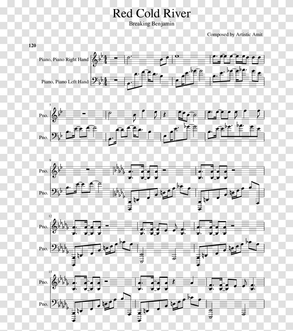 Red Cold River Sheet Music For Piano Download Free Here Comes A Thought Piano Sheet Music, Gray Transparent Png