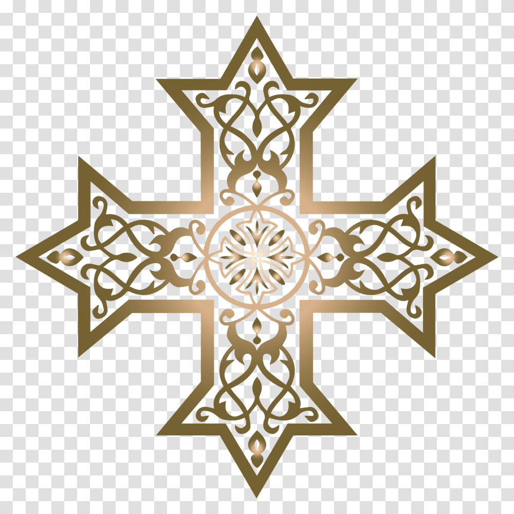 Red Coptic Cross, Star Symbol, Emblem Transparent Png