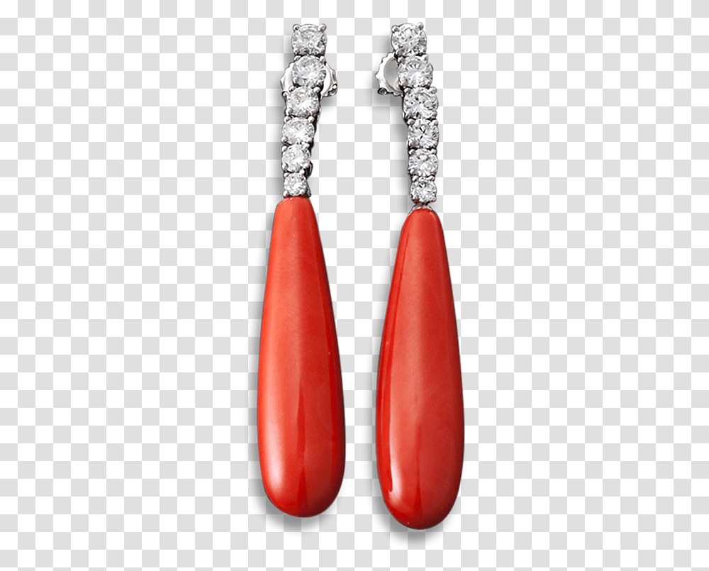Red Coral And Diamond Drop Earrings Art Deco Red Coral Earrings, Apparel, Crystal, Cone Transparent Png