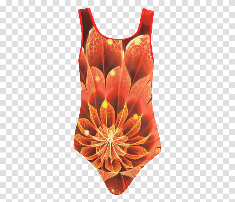 Red Dahlia Fractal Flower Sleeveless, Pineapple, Plant, Food, Pattern Transparent Png
