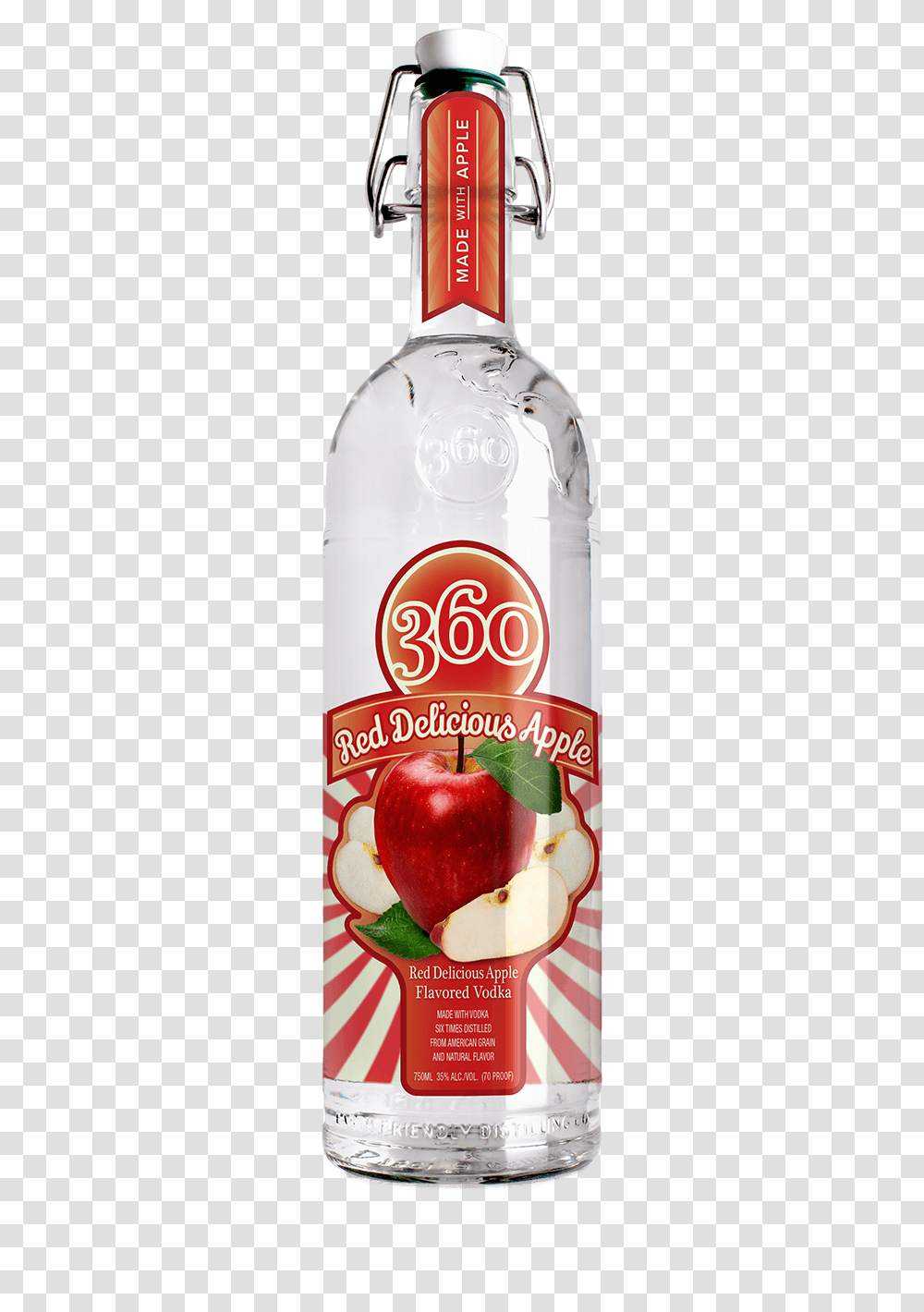 Red Delicious Apple Flavored Vodka 360 Red Delicious Apple Vodka, Beverage, Drink, Plant, Bottle Transparent Png