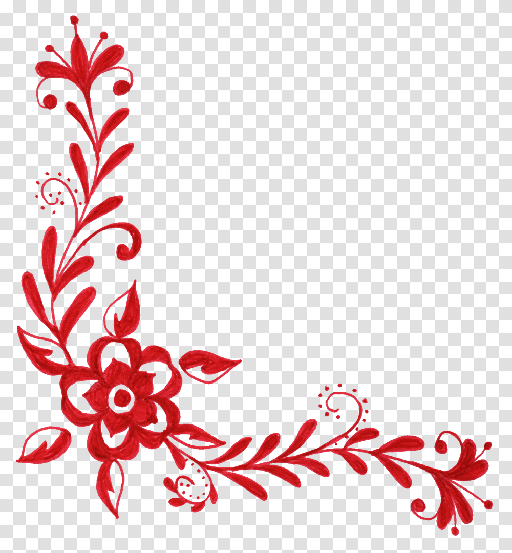 Red Design Corner Clipart, Floral Design, Pattern, Plant Transparent Png