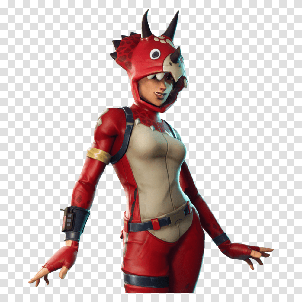 Red Dinosaur Skin Fortnite, Costume, Helmet, Person Transparent Png