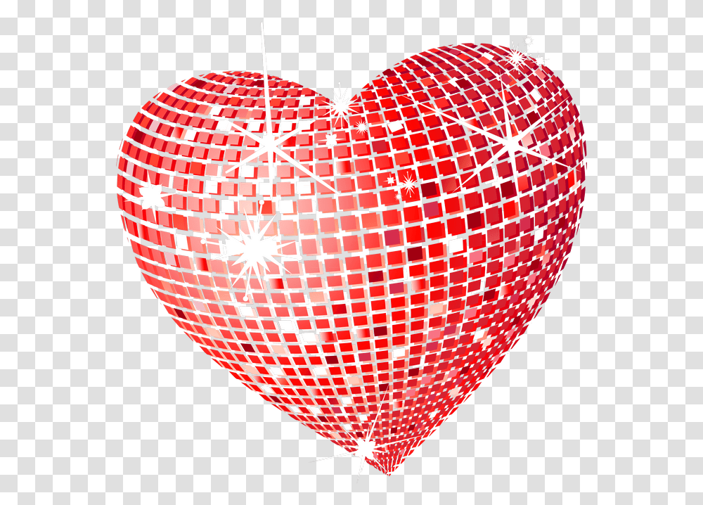Red Disco Heart Background Sparkle Heart, Sphere, Balloon Transparent Png