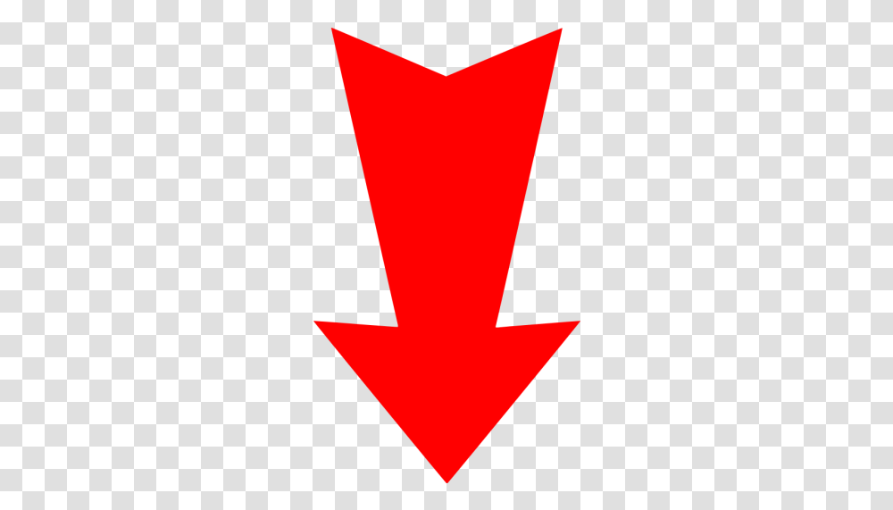 Red Down Arrow Icon Red Arrow Down, Symbol, Logo, Trademark, Emblem Transparent Png