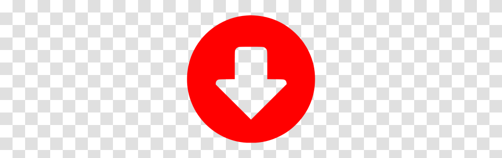 Red Down Circular Icon, Logo, Trademark Transparent Png