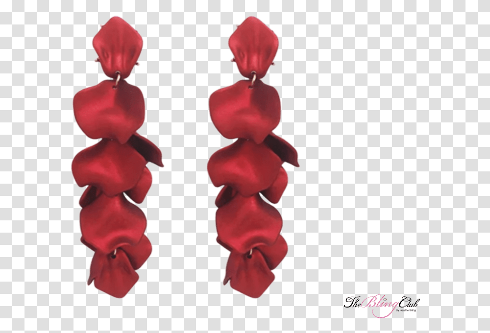 Red Earrings That Look Like Layered Dangling Rose Petals In Vertical, Crowd, Art, Hand, Text Transparent Png