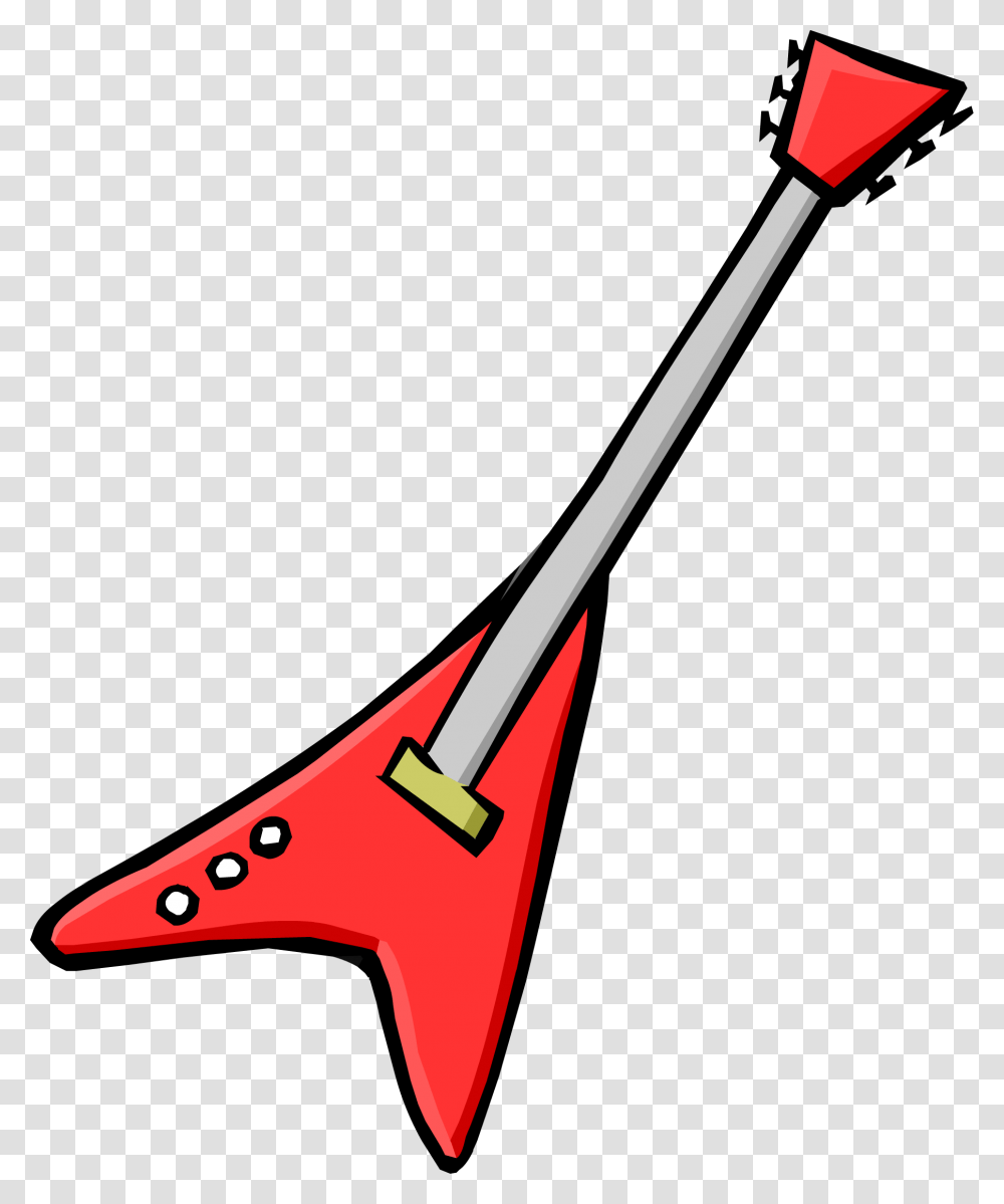Red Electric Guitar Club Club Penguin Electric Guitar, Team Sport, Sports, Axe, Tool Transparent Png