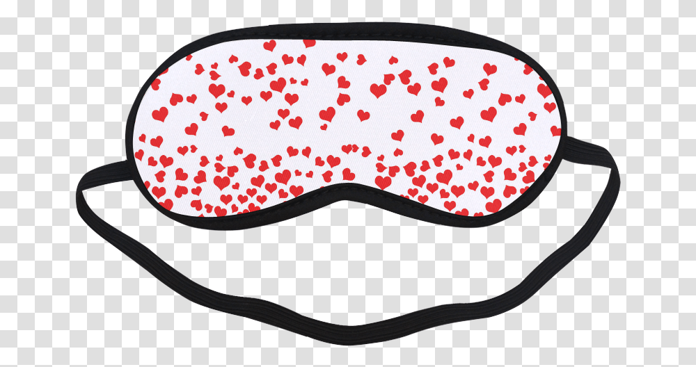 Red Falling Hearts Sleeping Mask Drawing, Mustache, Hat, Clothing, Apparel Transparent Png