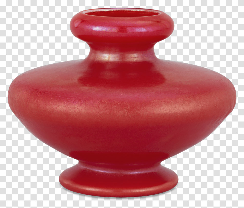 Red Favrile Vase By Tiffany Studios Vase, Ketchup, Food, Pottery, Jar Transparent Png