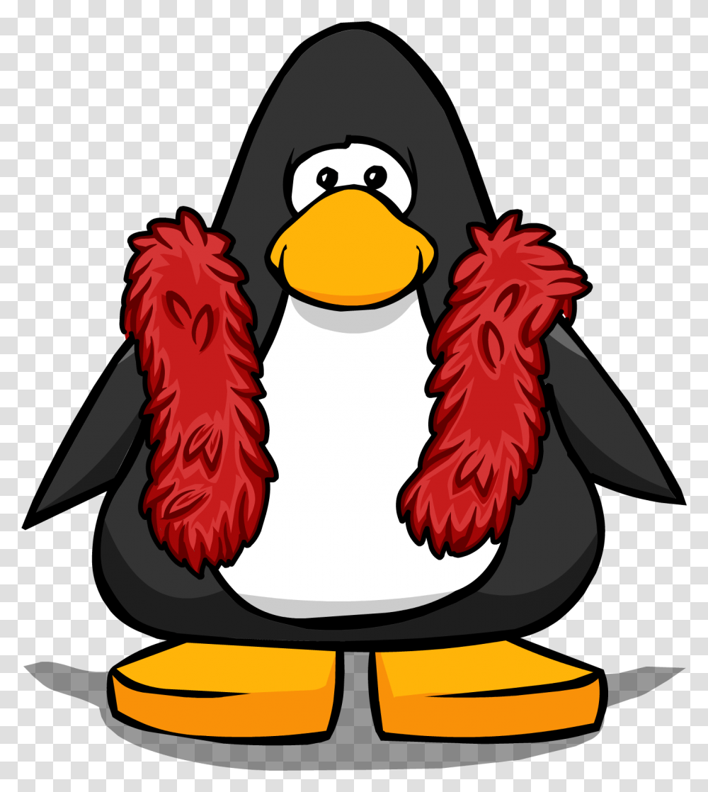 Red Feather Boa From A Player Card Club Penguin Fishing, Bird, Animal, Snowman, Winter Transparent Png